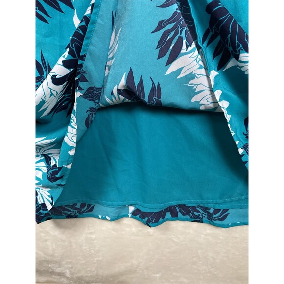 Ann Taylor LOFT Maxi Dress Womens 0 petite Turquoise Floral V Neck Vacation - Picture 10 of 13